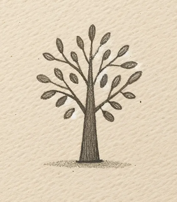 Simple drawing of an oak tree