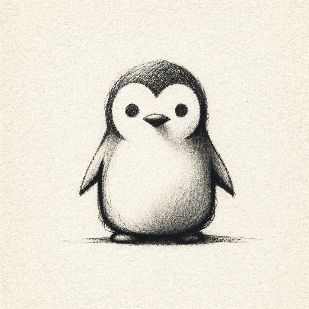 Cute and simple drawing of a penguin on Craiyon