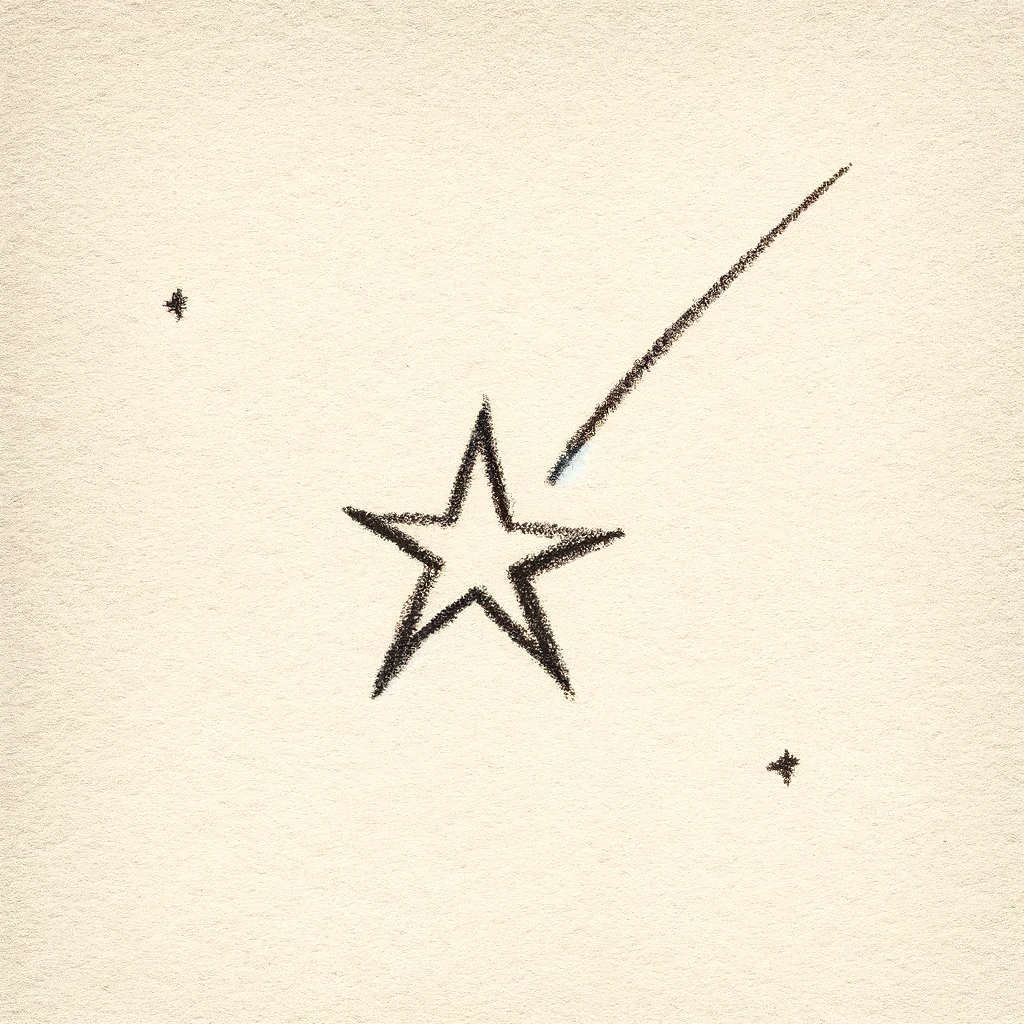 Simple drawing of a shooting star