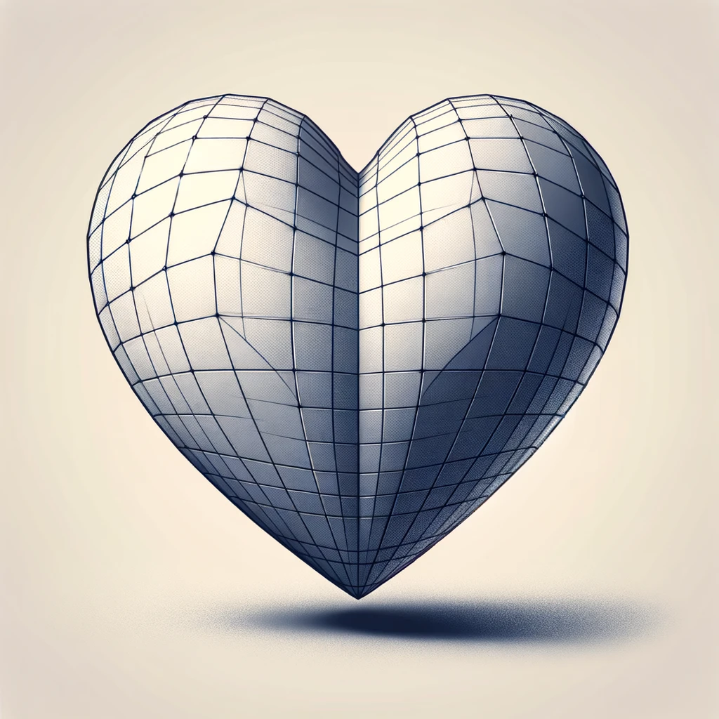 3d love heart drawing