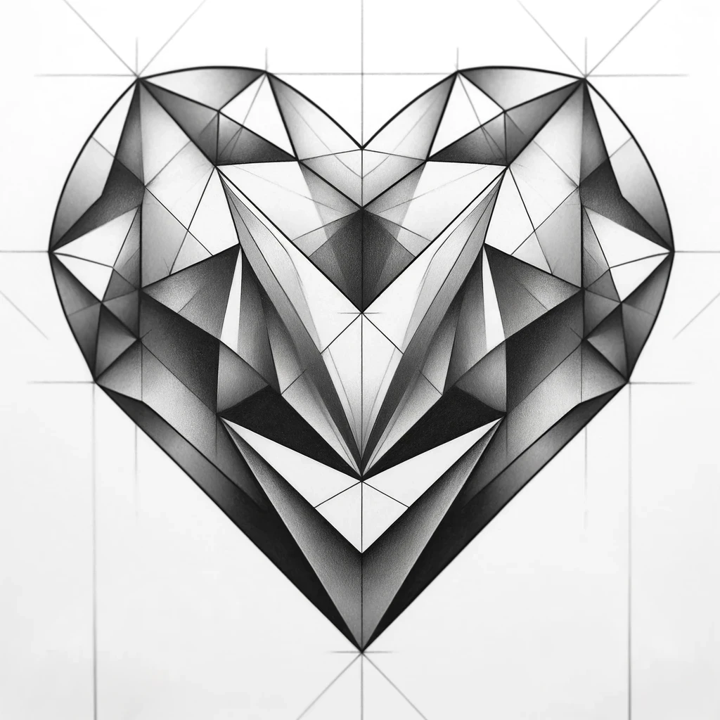 geometric heart drawing